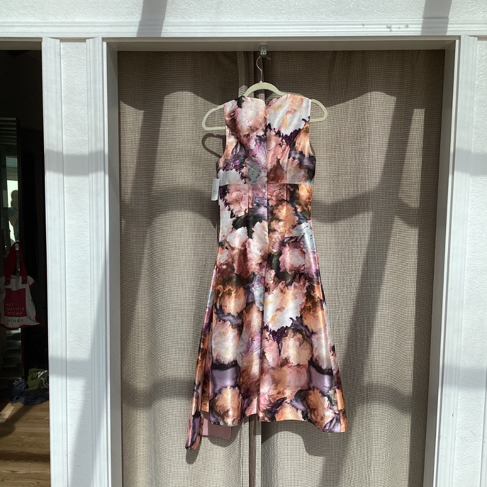 Kay Unger Dress Lani midi sleeveless pink / lavender,floral size 4 - Picture 4 of 10